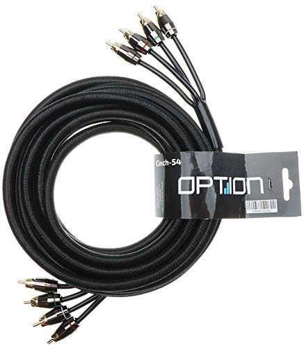 OPTION 4-Kanal Cinchkabel - 5,5 Meter - Premium Qualität für störungsfreie Audiosignale - doppel geschirmt - Perfekt geeignet für Verstärker, Stereoanlagen, Subwoofer, Car HiFi Anlagen