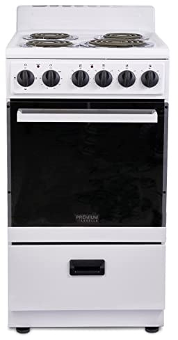 Premium Levella PRE2025GW 20 in Freestanding Electric Range with 4 Coil Burners and 2.2 Cu. Ft. Single Oven Capacity with Lower Storage Drawer in White