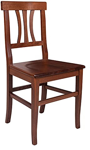 Dmora - Lot de 2 chaises de salon ou de cuisine, style country, bois de hêtre massif, cm 44x44.5h89, couleur Noyer