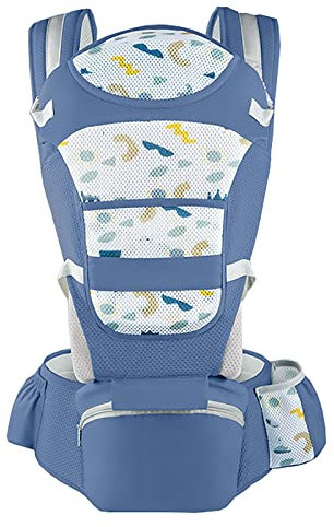 WHSPORT Babytrage für Neugeborene ab 3in1 Baby-Bauchtrage Rückentrage Babytragetasche, Verstellbar für Neugeborene Babys Kleinkind von 0 bis 20 kg (Color : Blue)