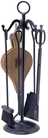 PEGANE Serviteur/Garniture de cheminée Ensembles d'outils Pince à feu Pelle Brosse en Fer forgé Coloris Noir - Hauteur 64cm
