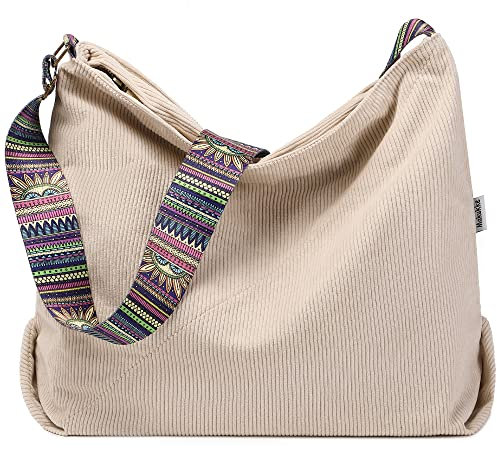 Makukke Handtasche Damen Umhängetasche, Cord Taschen Groß shopper Tote Bag schultertasche Casual Crossbody Bag für Schule Büro Arbeit Reisen Ausflug Einkauf