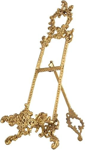 DKULMN Antiker Metall-Kochbuchständer, dekorative hängende Sammelteller Display Rack Vintage Gold Teller Display Stand für Home Kitchen