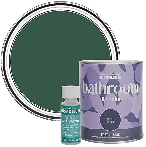 Rust-Oleum Green Water-Resistant Bathroom Tile Paint in Gloss Finish - The Pinewoods 750ml
