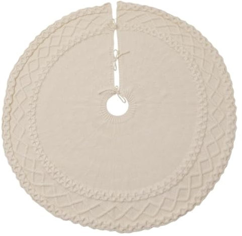 Weihnachtsbaum Rock Weihnachtsbaum Röcke 48 Zoll Weihnachtsbaumrock Stricken Rautenmuster Baumrock Für Weihnachtsdekorationen Weihnachtsbaumrock Christbaum Rock ( Color : White , Size : 122cm(48inch)