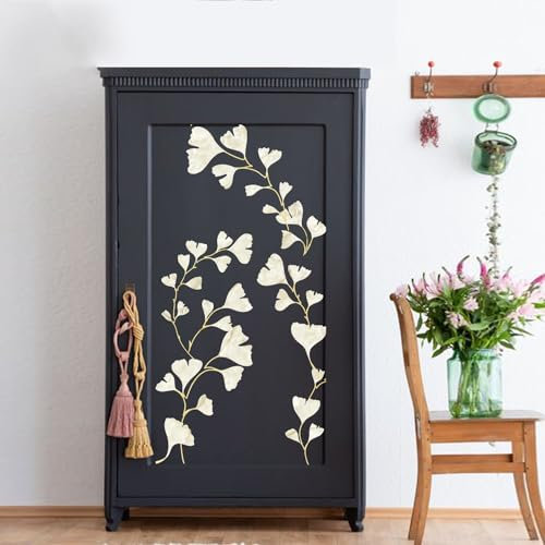 neukids Vintage Blumen transferaufkleber UV DTF Sticker, Elfenbeinfarbene Blätter transfers möbelaufkleber rub on Sticker, Wohnzimmer Schlafzimmer nachttisch Tisch möbel Decal
