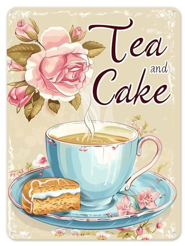 Shopagift Tea and Cake Metal Poster Wall Sign Man Cave Shed Bar Bedroom Home Kitchen - A5