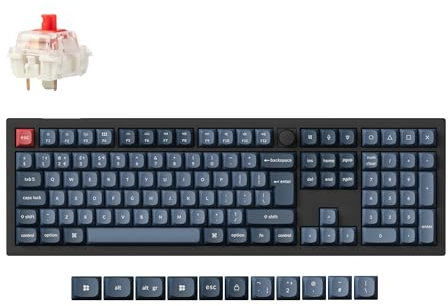 Keychron V6 Max Full Size Custom Knob Mechanical Keyboard, QMK/VIA Programmable Wireless Bluetooth 5.1/2.4 GHz/Wired with RGB Hot-swappable Gateron Jupiter Red Switch for Mac Win Linux - UK Layout