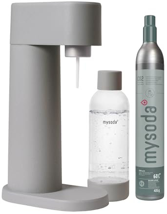 Mysoda Woody – Máquina de agua con gas hecha de compuesto de madera, incluye botella PET y bombona de CO2 - Color gris