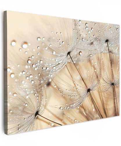 MuchoWow© Quadri Moderni Soggiorno Poster Da Parete Decorazioni Muro | 80x60 cm - Salotto Quadro Grande Foto Con Cornice Stampe Su Tela Camera Da Letto Tarassaco - Astratto - Natura - Beige