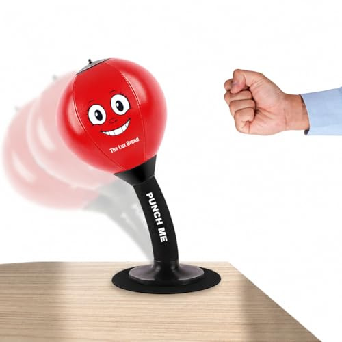 Desktop Rage Bag, Premium Quality Kids Punching Bag. Super Strong Spring Flexibility, Punching Bag for Kids, Super Strong Suction on Smooth Surfaces, Kids&Adults (Red).
