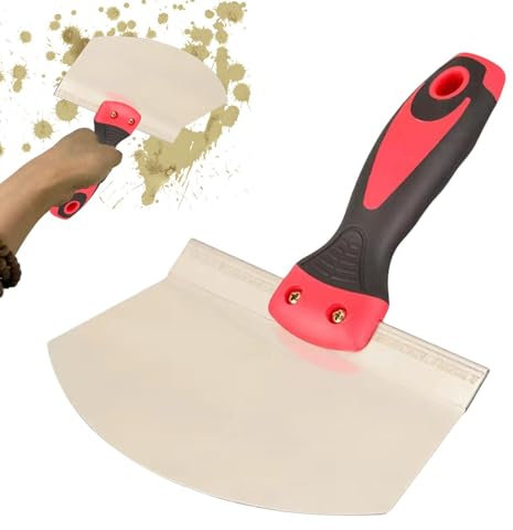 Pala per benna in acciaio inossidabile, pala per benna curva | Raschietto a spatola curva in acciaio inox | Raschietto per stucco multiuso per pittori, muratori, raschietto a secchio penzolante per ri