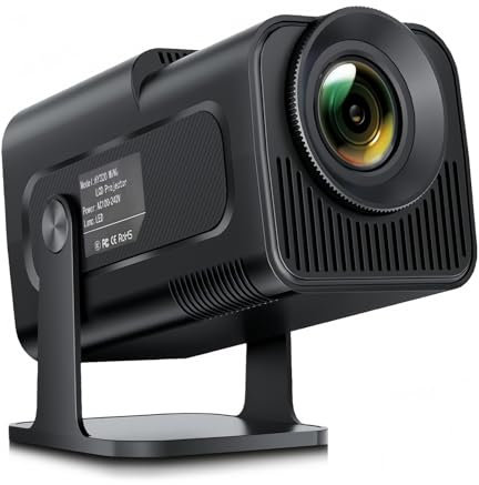 Beamer 4K Mini Projector Full HD 1080P Eingebaute Android 11.0, Unterstützt WiFi 6 und BT 5.0, Smart Beamer mit Auto Trapezkorrektur, 180°Dreh Videoprojektor für Outdoor/Heimkino