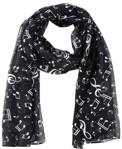 UEIOAVL Bufandas para mujer, 1 bufanda de mujer Bufanda de gasa Patrón de símbolo musical Bufanda ligera Adecuada para primavera y verano todo el año 50cm * 150cm (negro)