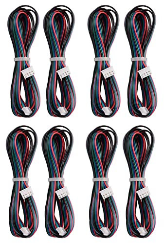 Reinscer 8Pcs 2M Motor Connector Cables XH2.54 4Pin to XH2.0 6Pin White Terminal Paralled Motor Wires for 3D Printer Stepper