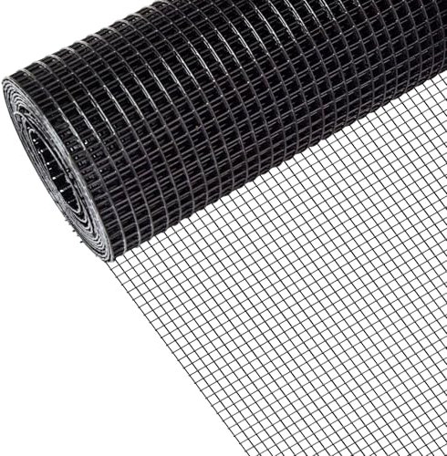 Zevemomo 24 x 100' 1/4inch Hardware Cloth, Black Vinyl Coated Chicken Wire Fence Galvanized Welded Mesh Roll for Home Garden Rabbit Cage