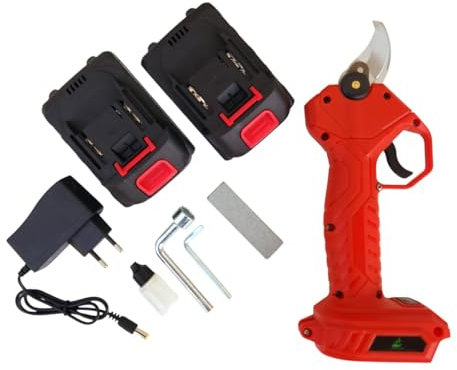 EMPOTEC Forbici a Batteria Elettrica Potatura Alberi Rami Lame in Acciaio SK5 con 2 Batteria da 48V Taglio Max 40mm in Pratica Valigetta Compreso Attrezzi per l'Uso Giardinaggio Coltivazioni
