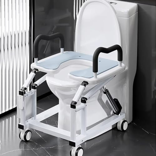 Rialzo elettrico per WC con braccioli antiscivolo e ruote a 360°, sollevamento ergonomico per una maggiore sicurezza e mobilità del bagno