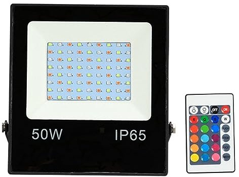 Proiettore A LED RGB Con Telecomando 10W 30W 50W IP66 Impermeabile For Esterni Faretto A LED Lampada Da Parete Riflettore Proiettore(50W)
