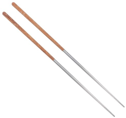 Gatuida Bacchette Cinesi Extra Lunghe per Cucinare e Frittura in Acciaio Inossidabile con Manico in Legno di Ala di Pollo Antiscivolo e Antiscottatura per Hot Pot Barbecue e Noodles