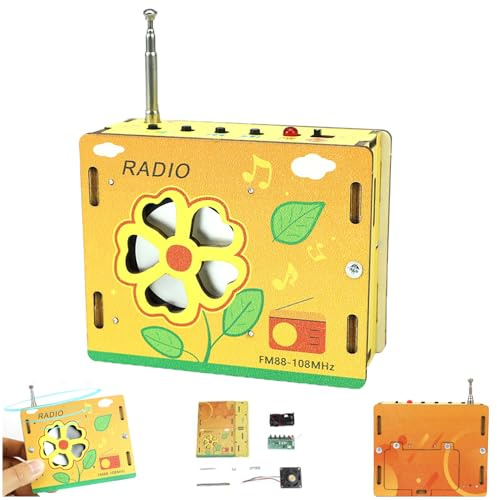 DIY Mini Radio Educational Toy Kit, Wooden Build FM Radio Electronic Circuits Set, DIY Radios Building Set, Xmas Interactive Wood Radios Building Kit