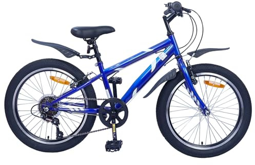 vidaXL Barncykel 20 Tum 6-Speed för 6-11 år gamla Mörkblå, Äventyrscykel, klassisk stil, barncykel, kul i spåret, bekväm färd för unga cyklister, utomhusglädje