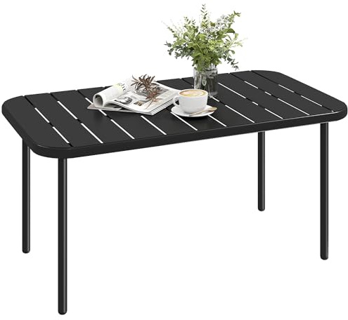 Outsunny Beistelltisch Balkontisch Couchtisch Outdoor 90x50x43 cm Schwarz | Rechteckig, Kaffeetisch, Wetterfest, Gartentisch, Couchtisch, Pflegeleicht, für Balkon Garten Terrasse Veranda