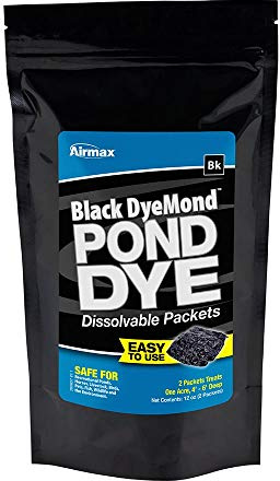 Airmax Pond Dye Packets Black DyeMond Colorant for Large Pond & Lake, Beneficial UV Blocking Color Concentrate, Maintain Clean & Clear Water, Fish, Bird & Animal Safe, 2 Soluble Packets