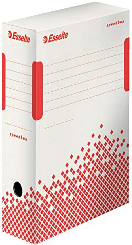 Esselte 1 Boîte à Archive Speedbox, 100 mm, A4, Boîte Transfert, Carton Ondulé Sans Acide, Blanc, 623908