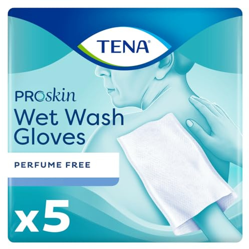 TENA Wet Wash Gloves senza profumo (1 x 5 pezzi)