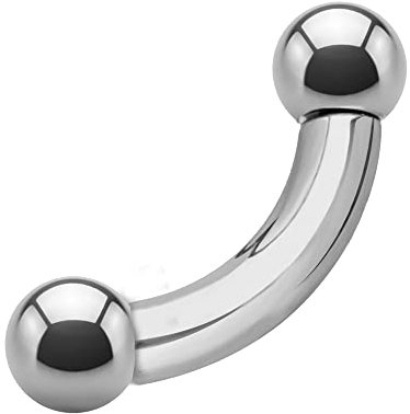 Treuheld® | 2mm x 18mm Piercing Banane | Kugeln 5mm | Chirurgenstahl 316L | Silber | Curved Barbell/gebogener Stab | Intim Piercing, Septum uvm.