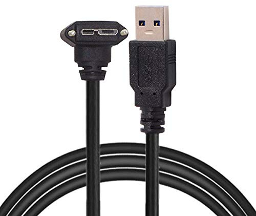 cablecc 3m 90 Degree Right Angled Micro USB Screw Mount to USB 3.0 Data Cable for Point Grey Chameleon Camera