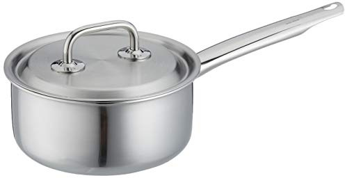 Steelpan met deksel Ø160mm 1.40 Ltr Spring 0415510616 Brigade | Induktionsgeeignet, spülmaschinenfest, ofenfest, wärmeisolierender Griff, Innenskalierung, geschlossener Schüttrand