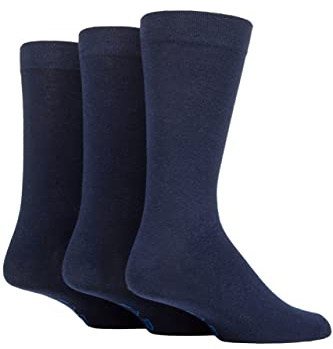 Farah Mens Plain Comfort Cuff Socks Pack of 3 Navy 6-11