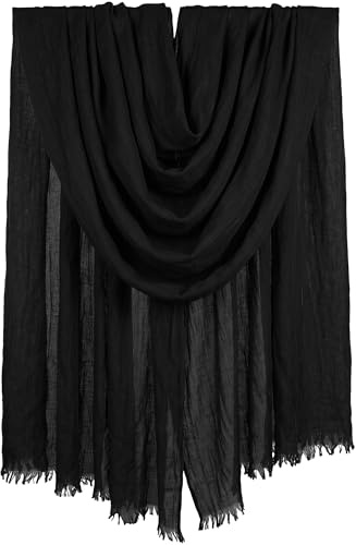 Iristide Womens Long Scarf in Solid Color, Light Weight Large Shawls Wrap for Beach Outdoor Camping Traveling Sunscreen Neckwear 75×43 inch (Black)