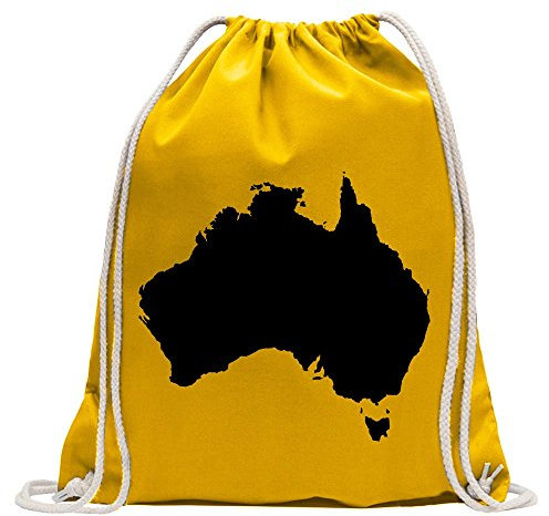 Kiwistar - Turnbeutel - gelb - Australien - Canberra - Fun Rucksack Sport Beutel Gymsack Baumwolle mit Ziehgurt