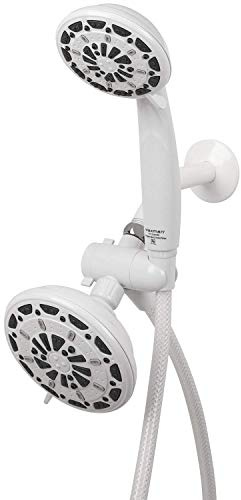 Aqua Vista 8336520 4.5-in. White Fixed Shower Head with Handheld Attachment with 6 Spray Settings, Spray Combo Massage Shower Head