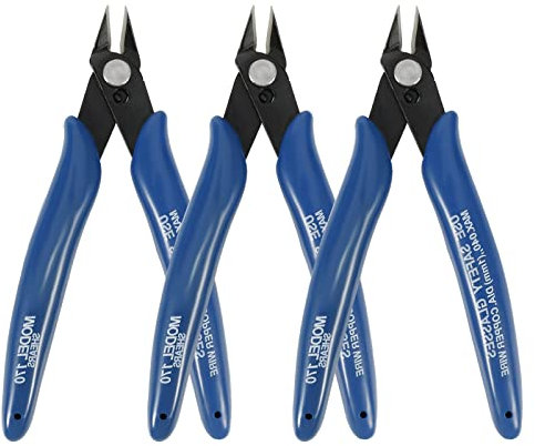 Smilcloud 3 Pcs Nipper Electrical for Cutting Wire, Electrical Wire Cable Cutter Precision Cutter Pliers with Soft Grip Slip Guards Handles for DIY Craft and Jewelry (Blue)