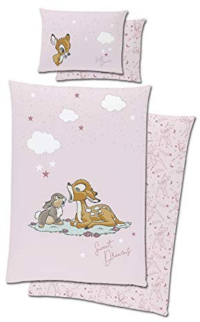 Bettendreams Disney Kleinkind Baby-Bettwäsche Bambi Dreams 100x135 + 40x60 cm 100% Baumwolle Klopfer Bambi