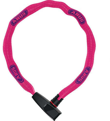 ABUS Kettenschloss Catena 6806K – Leichtes Fahrradschloss aus gehärtetem Stahl mit modischem Textilschlauch – Vierkantkette mit ABUS-Sicherheitslevel 6 – 85 cm – Pink