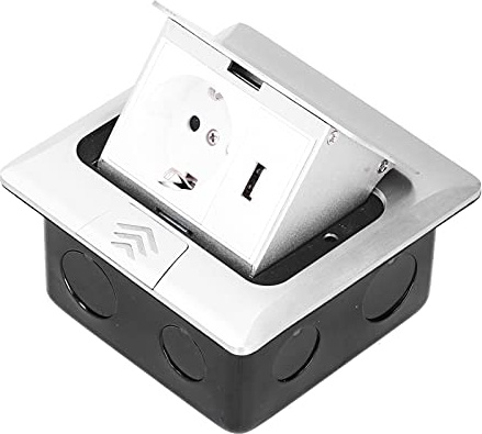 Walfront Presa Elettrica Pavimento Impermeabile con Connettore USB Argento 250V 16A