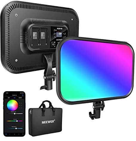 NEEWER 18,3 tum videolampa LED-ljus RGB-strålkastare med app-kontroll, 360° full färg, 1 pack 60 W 2 500 K ~ 8 500 K RGB panel CRI/TLCI 97+ med 17 effekter för spel Youtube belysning fotografi