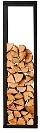 Neo Large Black Firewood Log Rack Storage 150x40x25cm Holder Metal Shelf Stand Tall Steel