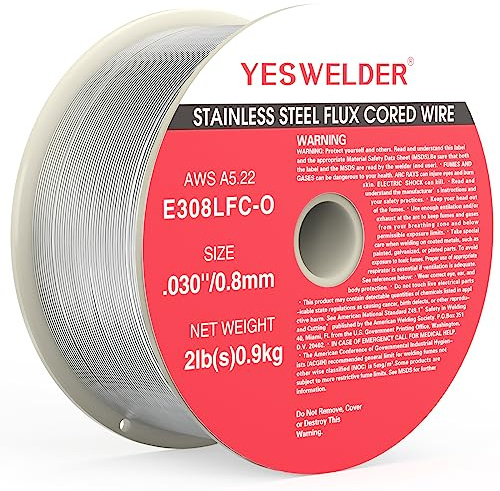 YESWELDER Stainless Steel Flux Cored MIG Wire, E308LFC-O .030-Diameter, 2-Pound, Strong ABS Plastic Spool Welding Wire