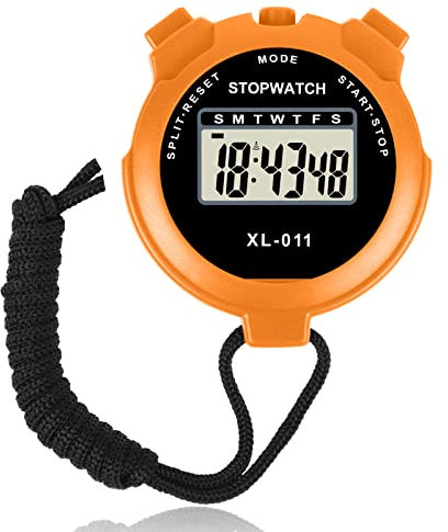 Vicloon Digital Cronómetro, Cronómetro Reloj, Cronómetro Deportivo con Pantalla Grande, Calendario de Reloj de 12/24 Horas, Alarma, Cronómetro Digital para Fútbol, Correr, Natación, Fitness(Naranja)