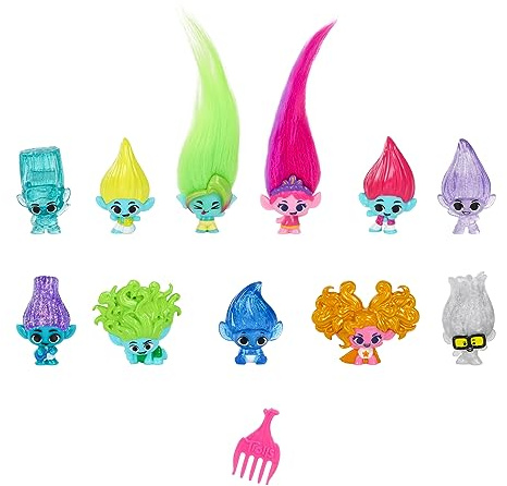 DreamWorks: Trolls – Gemeinsam Stark, Mineez, 11 Stück, Performance-Packung „BroZone und Freunde“, 11 3,8 cm große Mineez-Sammelfiguren und 1 Zubehörteil