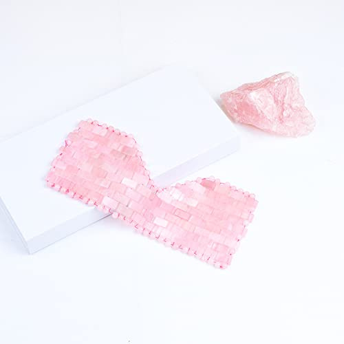 Schwarzer Obsidian Jade Augenmaske Massageroller Guasha Scraper Set Naturstein Augenmaske Gesichtsroller Massagegerät,Rosa