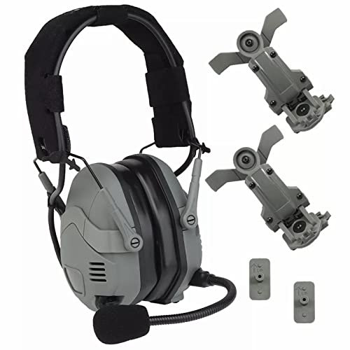 GEHPYYDS Casque de casque tactique avec Bluetooth et avec microphone amovible, casque de réduction du bruit, cache-oreilles de tir, cache-oreilles de protection auditive pour la chasse et le tir,Grey