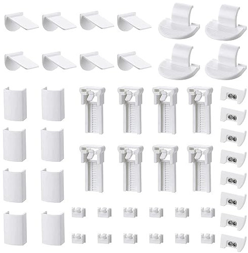 Plissee Ersatzteile klemmträger 8er mit 8 Stück Stopfen Plissee Klemmen,Plissee Halterung Selbstklebend Klemmfix Halterung, für Fenster Plissees mit Vier Zugbändern