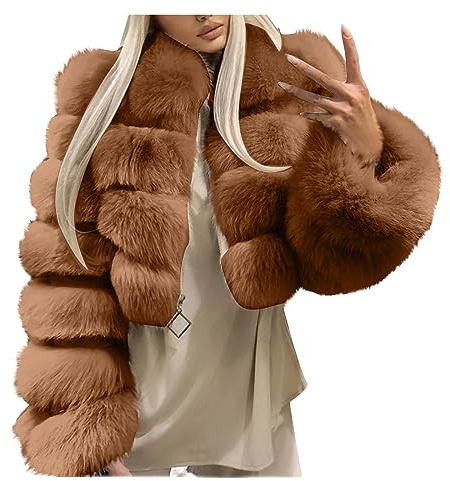 Damen Kurze Pelzjacke Große Größen Kunstpelze Mantel Sexy Einfarbig Pelzmantel Langarm Winterjacke Dicke Warme Kunstfell Jacke Winter Faux Felljacke Flauschig Fellmantel Wintermantel Mantel 5XL